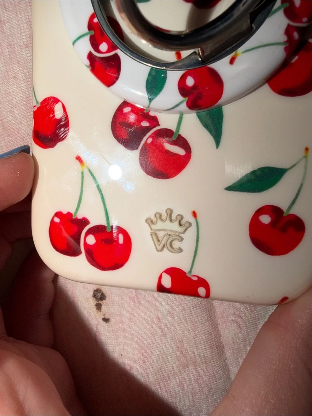 Velvet Caviar Cherry Print Phone Case with Ring Holder - Cream, Red, Green